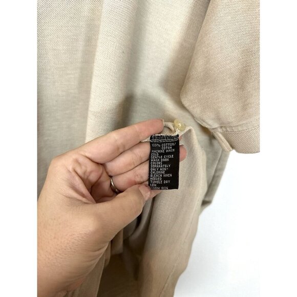 Greg Norman Polo Shirt Mens Size Large Short Sleeve Beige L Golf‎ Shark Cotton - Picture 7 of 8